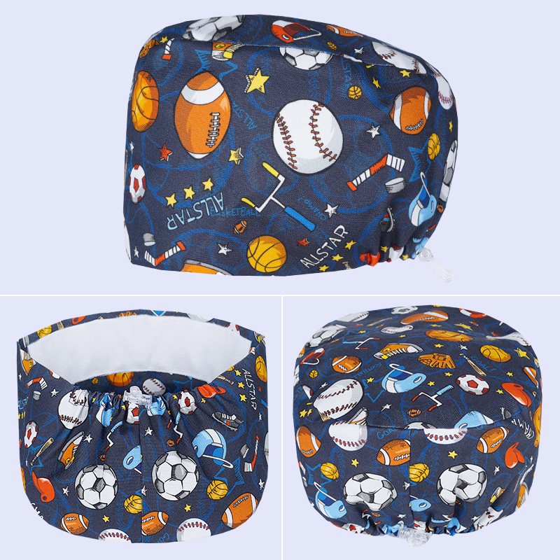 Medical Lab Center - Topi Scrub Katun Tebal Bermotif Sepak